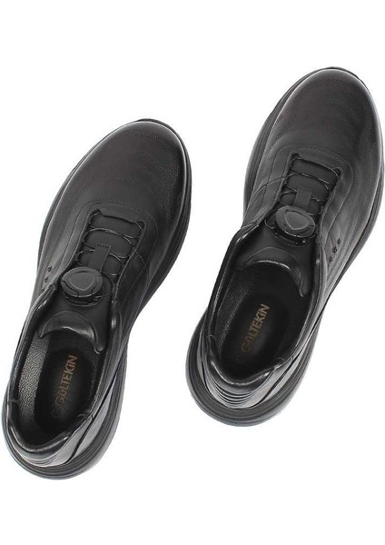 Erkek Siyah Kalın Tabanlı Deri Sneaker