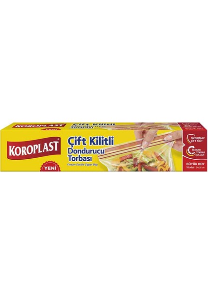 Çift Kilitli Dondurucu Torbası Büyük Boy