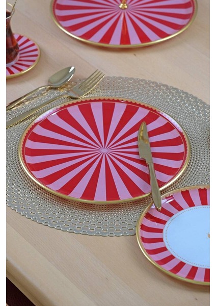 Pink Line 6 Parça 6 Kişilik Servis Takımı - Servis Tabağı fırsatları