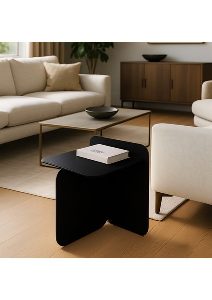 Pastel Minimalist Metal Yan Sehpa | Modern Dekoratif Salon & Ofis Dekorasyonu