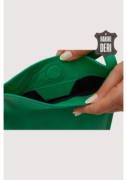 Hakiki Deri Kadın Omuz Çantası Yeşil SMR8978 indirimleri