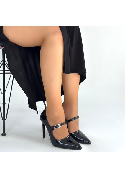 Tiej Siyah Rugan Stiletto Ayakkabı fırsatları