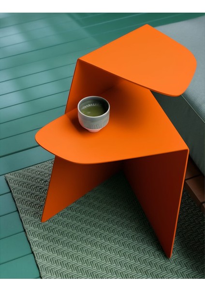 Pastel Minimalist Metal Yan Sehpa | Modern Dekoratif Salon & Ofis Dekorasyonu