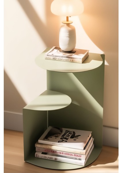 Pastel Minimalist Metal Yan Sehpa | Modern Dekoratif Salon & Ofis Dekorasyonu