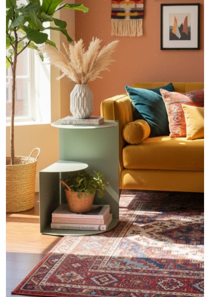 Pastel Minimalist Metal Yan Sehpa | Modern Dekoratif Salon & Ofis Dekorasyonu modelleri