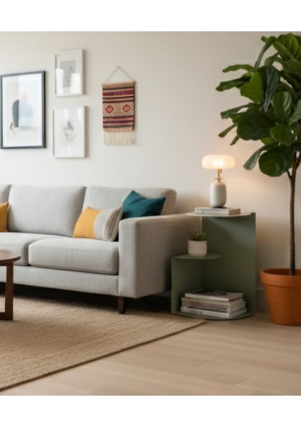 Pastel Minimalist Metal Yan Sehpa | Modern Dekoratif Salon & Ofis Dekorasyonu fırsatları