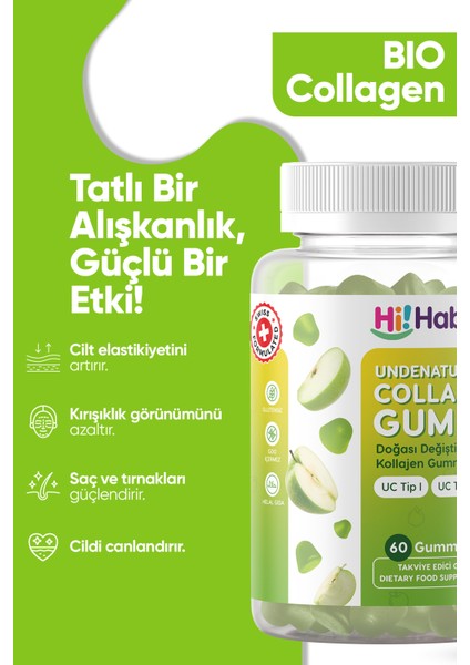 Doğası Değiştirilmemiş Kolajen Gummy 60 Adet – Uc Tip I & Iıı Undenatured Kollajen (60 Günlük) modelleri