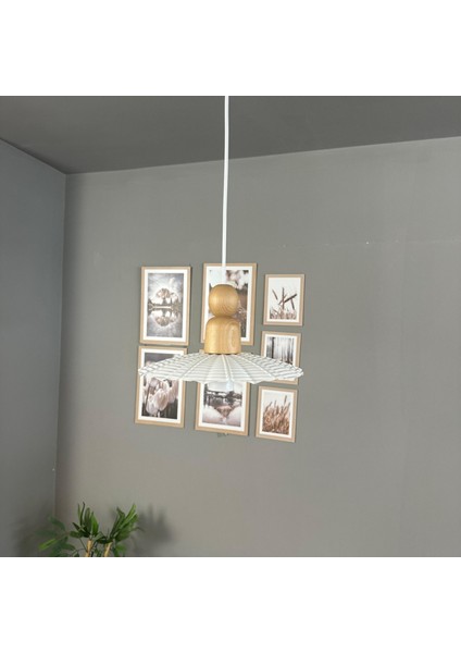 Moriva Beyaz Metal Avize Kalın Ahşap Boncuk Başlık Tekli Rustik Cafe Modern Sarkıt Aydınlatma fırsatları