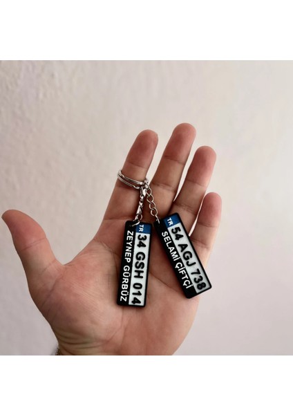 Kişiye Özel Plaka Anahtarlık Çiftli Set (2 Adet) - Isimli ve Plakalı Araç Anahtarlığı modelleri