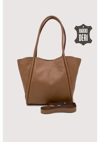 Hakiki Deri Kadın Organizerlı Omuz Çantası Taba SMR9205 fırsatları