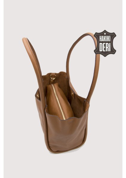 Hakiki Deri Kadın Organizerlı Omuz Çantası Taba SMR9205 indirimleri