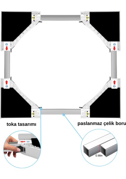 Hoover Uyumlu Çamaşır - Kurutma Makinesi Ayarlanabilir Istifleme Kiti - Tüm Markalara Uyumlu modelleri