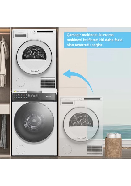 Hoover Uyumlu Çamaşır - Kurutma Makinesi Ayarlanabilir Istifleme Kiti - Tüm Markalara Uyumlu indirimleri