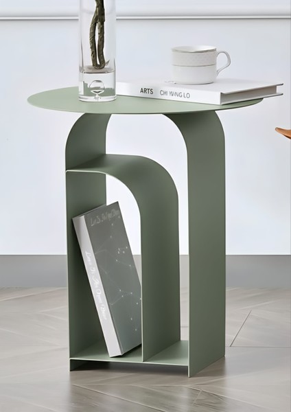 Pastel Minimalist Metal Yan Sehpa | Modern Dekoratif Salon & Ofis Dekorasyonu