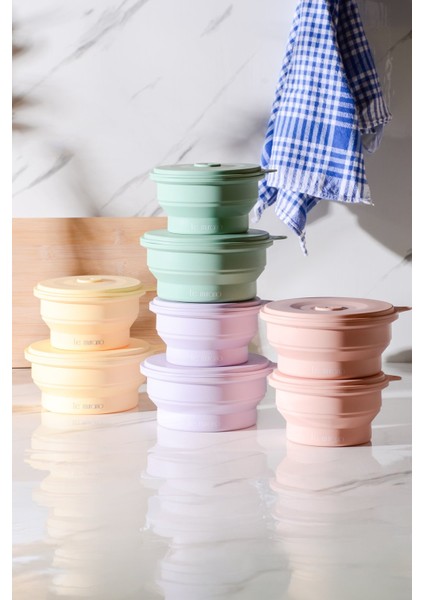 Mori Hava Sızdırmaz Yuvarlak Katlanabilir Silikon Saklama Kabı 400 ml | Sarı fırsatları