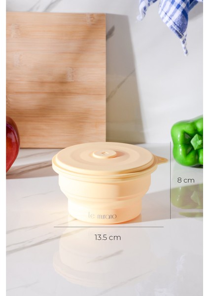 Mori Hava Sızdırmaz Yuvarlak Katlanabilir Silikon Saklama Kabı 400 ml | Sarı indirimleri