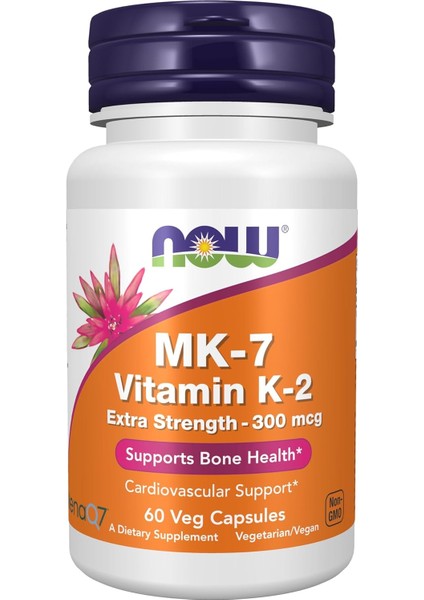 Foods Vitamin K2 Mk-7 300 Mcg Extra Strength Supports Bone Health 60 Veg Caps