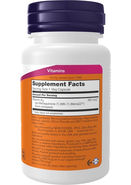 Foods Vitamin K2 Mk-7 300 Mcg Extra Strength Supports Bone Health 60 Veg Caps fiyatları