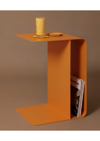 Pastel Minimalist Metal Yan Sehpa | Modern Dekoratif Salon & Ofis Dekorasyonu