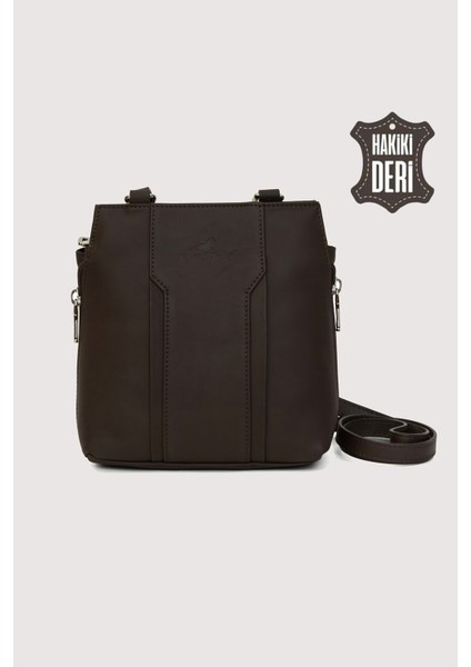 Hakiki Deri Kadın Deri Omuz Çantası Kahverengi SMR562