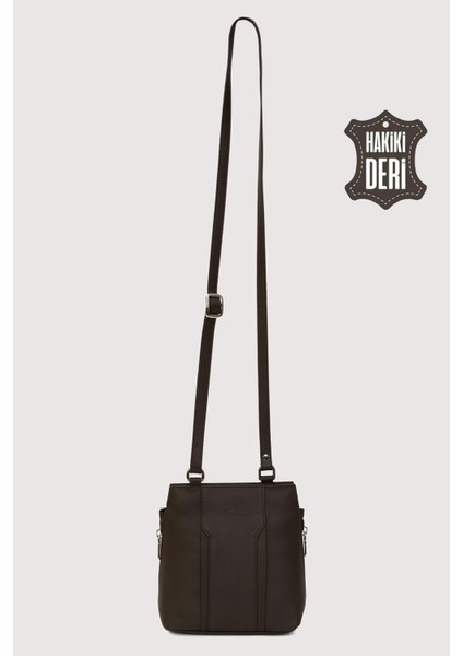 Hakiki Deri Kadın Deri Omuz Çantası Kahverengi SMR562 fırsatları