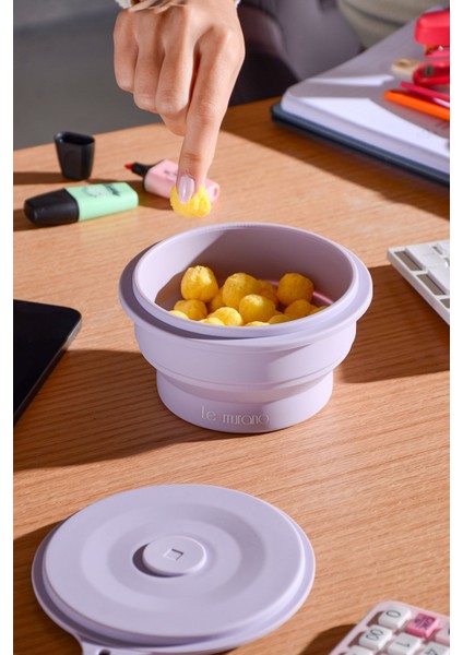 Mori Hava Sızdırmaz Yuvarlak Katlanabilir Silikon Saklama Kabı 400 ml | Mor fiyatları