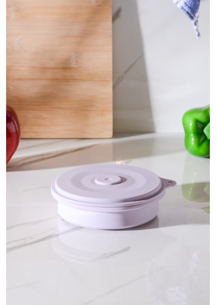 Mori Hava Sızdırmaz Yuvarlak Katlanabilir Silikon Saklama Kabı 400 ml | Mor modelleri
