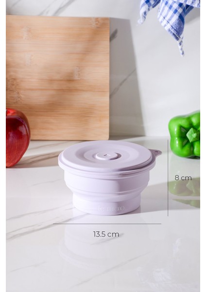 Mori Hava Sızdırmaz Yuvarlak Katlanabilir Silikon Saklama Kabı 400 ml | Mor indirimleri