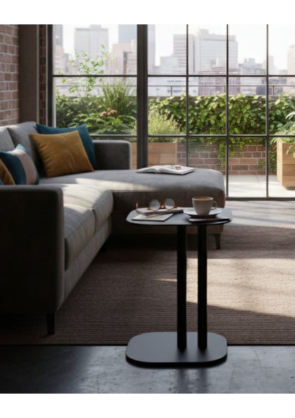 Pastel Minimalist Metal Yan Sehpa | Modern Dekoratif Salon & Ofis Dekorasyonu