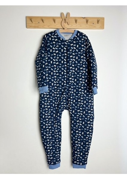 Lacivert Fiyonklu Kız Çocuk Pamuklu Bacaklı 8/10/12 Yaş Büyük Beden 2.5 Tog Kışlık Kalın Çocuk Uyku Tulumu