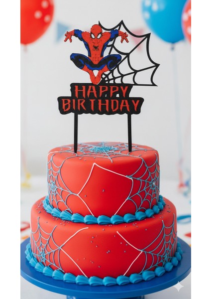 Örümcek Adam Pasta Süsü (Kırmızı)