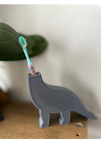 Dinozor Diş Fırçası Tutucu (3d Baskı) Gri modelleri