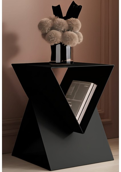 Pastel Minimalist Metal Yan Sehpa | Modern Dekoratif Salon & Ofis Dekorasyonu