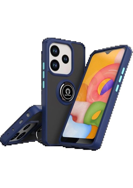 Redmi Note 14 4g Montreal Yüzüklü Silikon Kapak - LACIVERT-(5796)