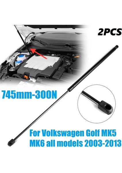 2x Araç Ön Kaput Gaz Asansör Desteği Şok Dikme Damper 745MM-300N Golf Için Şaft Mk5 Mk6 Tüm Modeller 2003-2013 (Yurt Dışından) modelleri