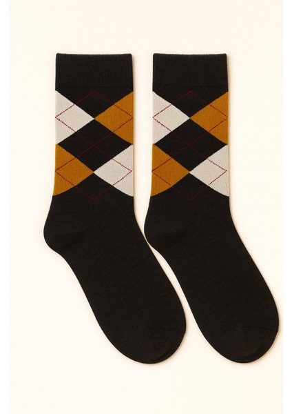 Erkek Ekose Desenli Soket Çorap Gri-Melanj modelleri