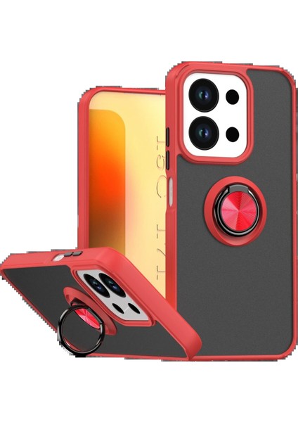 Redmi 15C 4g Montreal Yüzüklü Silikon Kapak - KIRMIZI-(5796)