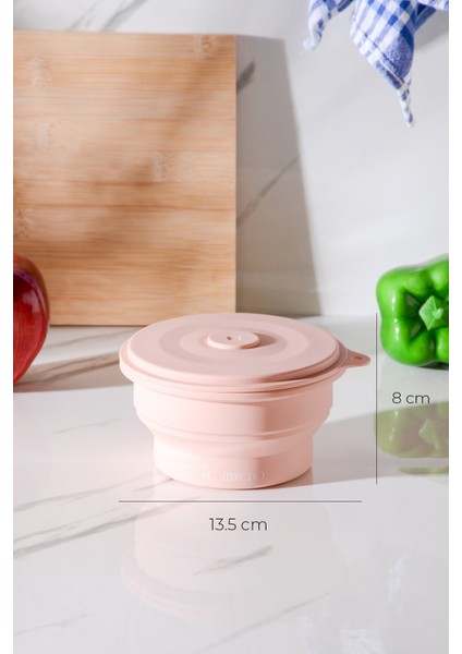 Mori Hava Sızdırmaz Yuvarlak Katlanabilir Silikon Saklama Kabı 400 ml | Pembe indirimleri