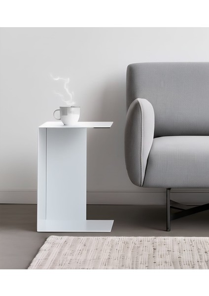 Pastel Minimalist Metal Yan Sehpa | Modern Dekoratif Salon & Ofis Dekorasyonu