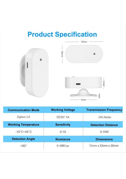 Tuya Zigbee 24G Millimetre Dalga Insan Varlık Dedektörü Radar Işık Algılama Dedektörü Sensörü Hareket Sensörleri Akıllı Ev (Yurt Dışından) fırsatları