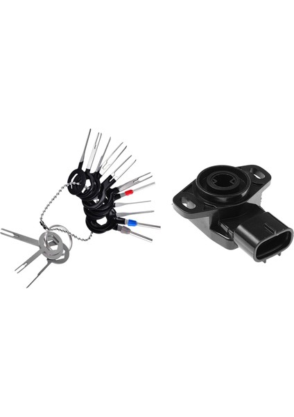 14PCS Araç Elektrik Kablolama Sıkıştırma Konnektörü Çekme Çekme Saldırı Pimi Kiti (Gümüş) ve 1 Pcs Gaz Kelebeği Sensörü (Yurt Dışından)