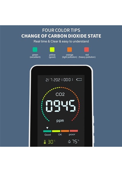 3 In1 Co2 Metre Akıllı Hava Si Dedektörü Dijital Sıcaklık Nem Sensörü Test Cihazı Hava Si Monitörü (Beyaz) (Yurt Dışından) indirimleri