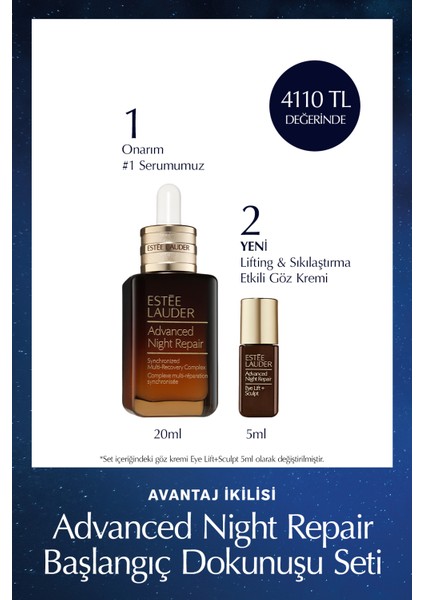 Avantaj İkilisi Advanced Night Repair Başlangıç Seti - Onarıcı Serum 20ml + Eye Lift+Sculpt 5ml