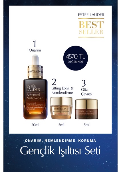 Cilt Bakım Seti - Advanced Night Repair Serum 20ml Revitalizing Supreme Krem 5ml Göz Kremi 5ml