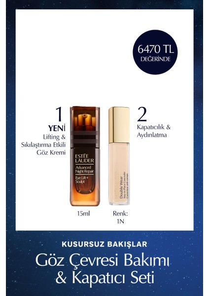 Göz Çevresi Bakımı & Kapatıcı Seti - Eye Lift+Sculpt Göz Kremi + Double Wear Kapatıcı Renk: 2C