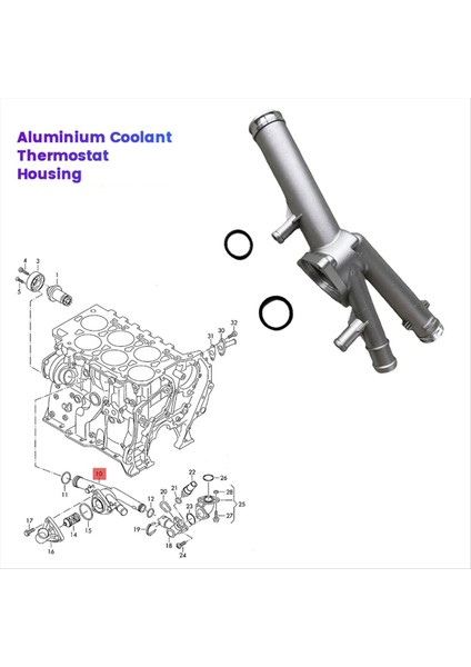 03H121117A Audi Q7 Vw cc Passat Için Termostat Muhafazası Touareg 2007-2011 03H-121-117 Motor Soğutucu Termostat (Yurt Dışından) fiyatları
