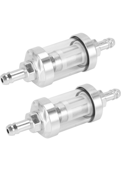 2x Evrensel Krom Cam Yakıt Petrol Petrol Motoru Sline Filtre 5/16 Inç 8mm Motosikletler Için Gümüş (Yurt Dışından)