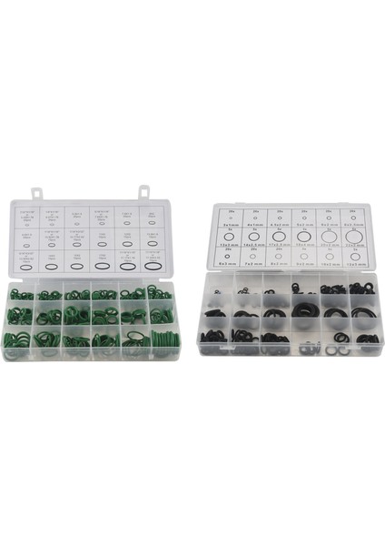 495PCS 36 Boyutlar O-Ring Kiti Siyah ve Yeşil Metrik O Halka Contalar Kauçuk O Halka Contaları Yağ Direnci 270 Pcs + 225 Pcs (Yurt Dışından)