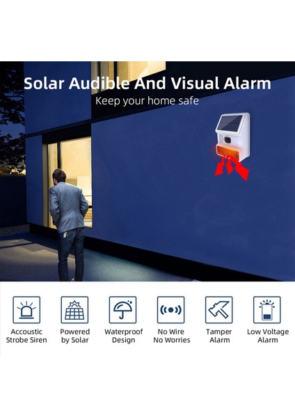2x Kablosuz Güneş Flaş Alarmı Işık Sesli Flash Dış Mekan Alarm Sireni 433MHZ Wifi Gsm Alarm Sistemi Ev Çiftlik (Yurt Dışından) indirimleri