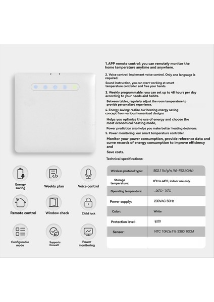 Akıllı Termostat Ecowatt&#39 I Uygulama Aracılığıyla Uzaktan Kumanda Alexa ve Google Home Zigbee ile Uyumlu (Yurt Dışından) fırsatları